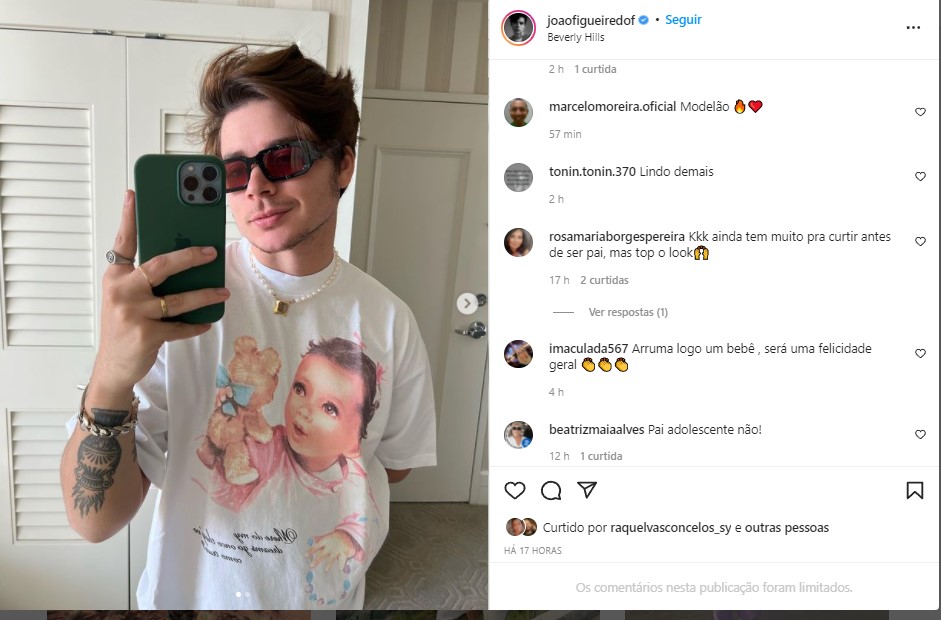 João Figueiredo surgiu com uma camisa sugestiva no Instagram 