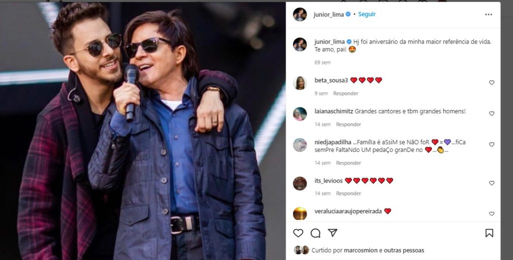 Júnior homenageou Xororó nas redes sociais