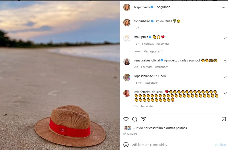 Ticiane Pinheiro falou sobre o fim das férias no Instagram