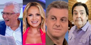 Carlos Alberto, Eliana, Luciano Huck e Faustão (Montagem: TV Foco)