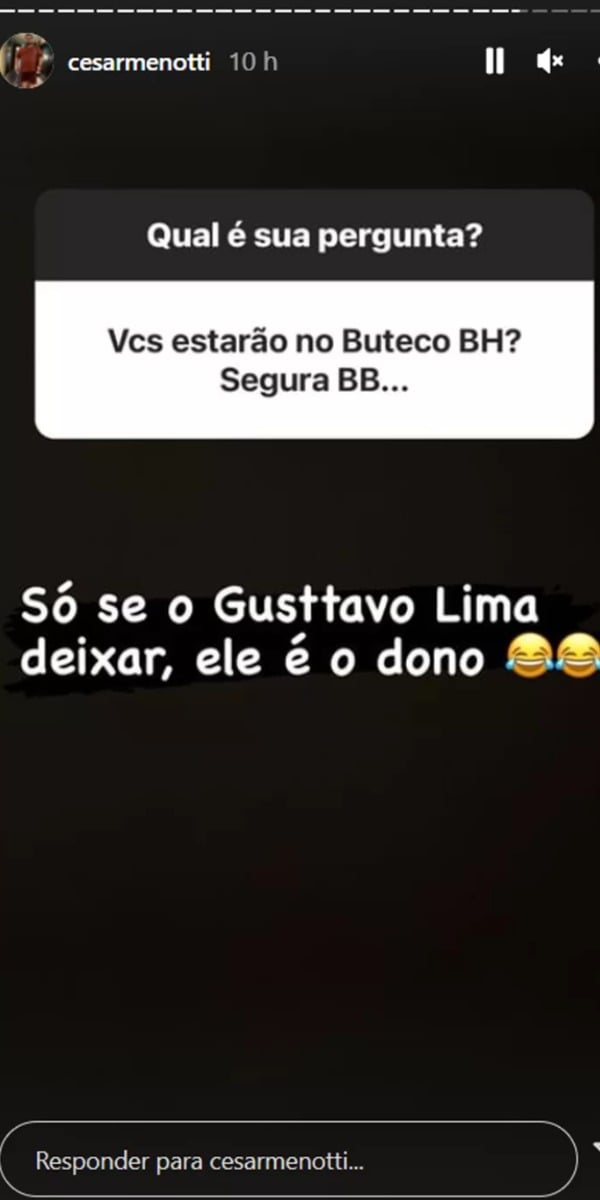 César Menotti falou sobre Gusttavo Lima nas redes sociais (Foto: Reprodução/Instagram)