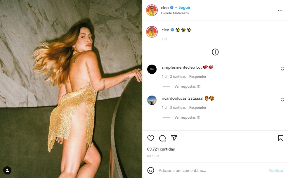 Cleo sensualiza em foto ousada nas redes sociais - Foto: Reprodução