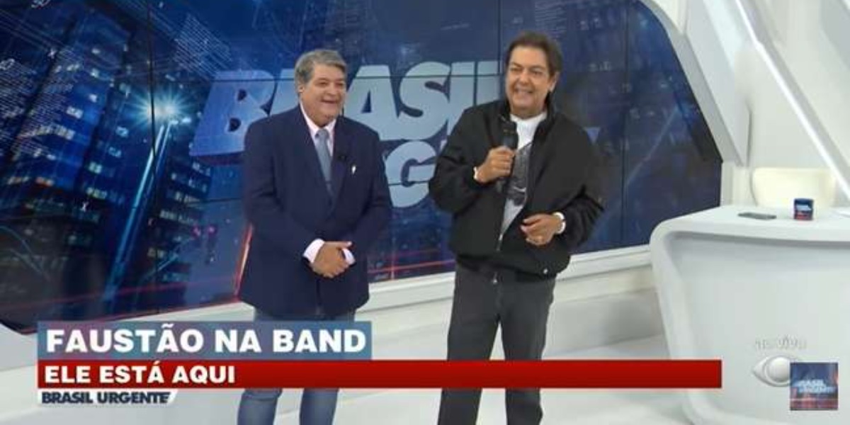 Datena recebeu Faustão na Band e confirmou candidatura nas eleições (Foto: Reprodução)