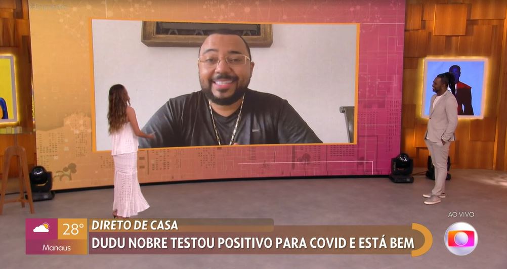 Dudu Nobre desfalcou presença no "Encontro" por causa da Covid-19 (Foto: Reprodução/TV Globo)