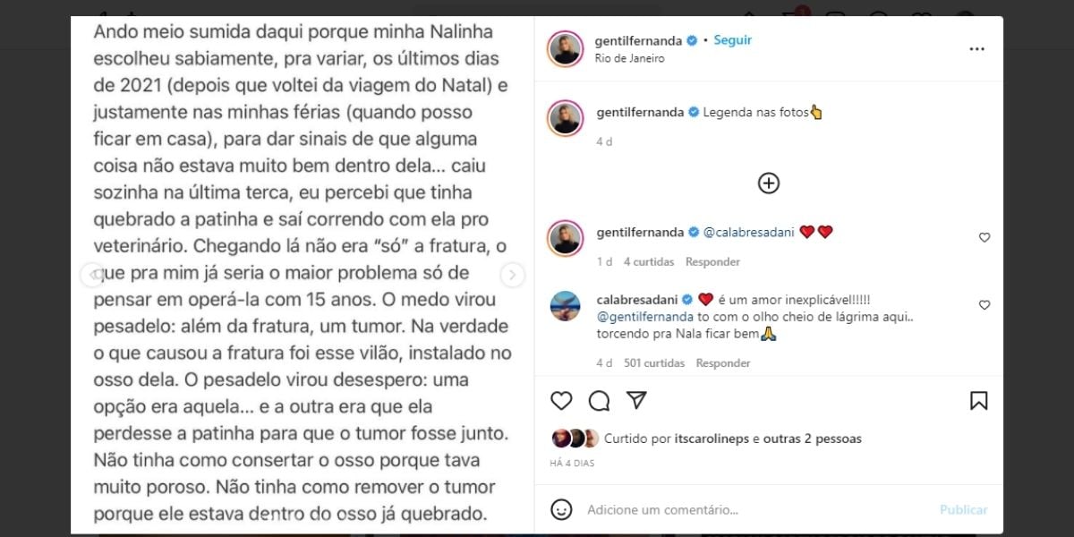 "Pesadelo", Fernanda Gentil expõe doença de parceira, dificuldades para andar e confirma: "Não consigo entender"