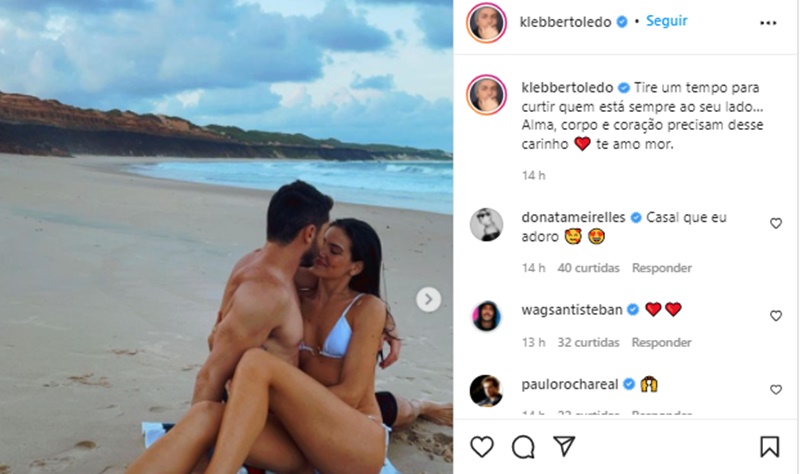 Klebber Toledo publicou várias fotos com a amada em momento íntimo (Foto: Instagram/ Reprodução)