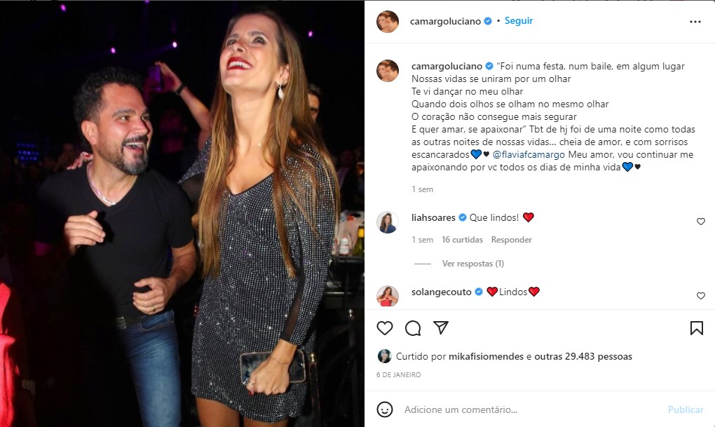 Luciano Camargo se declara à esposa - Foto: Reprodução