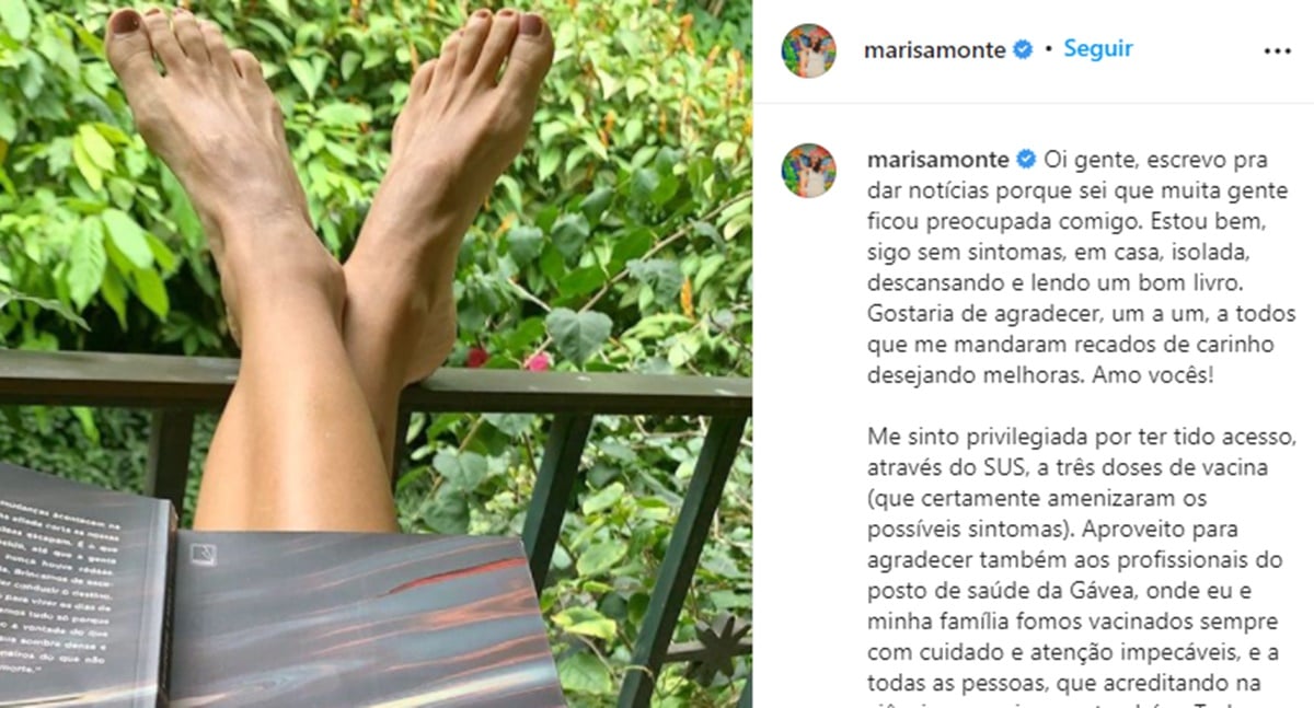 Marisa Monte explica seus sintomas e defende vacinação e cuidados (Reprodução/ Instagram)