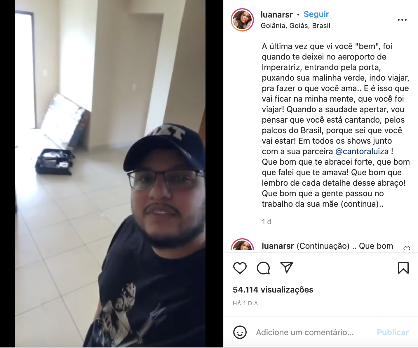 A esposa de Maurílio publicou vídeo (Foto: Reprodução) 