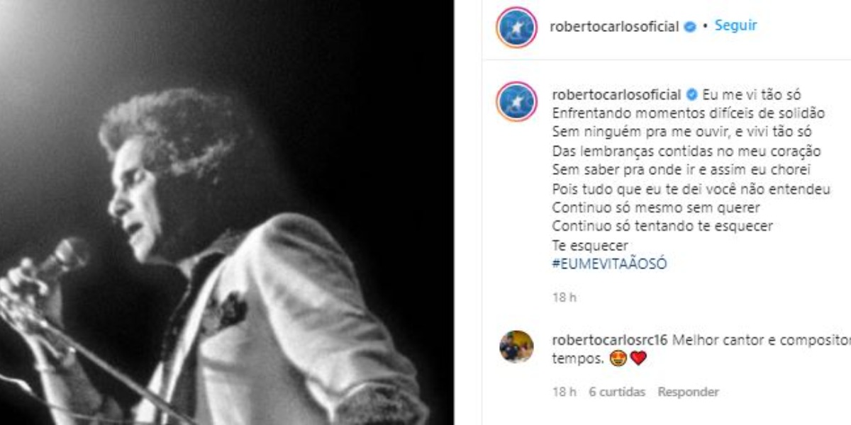 Roberto Carlos compartilhou trecho de canção com os fãs (Foto: Reprodução/Instagram)