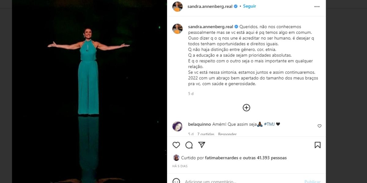 "Ouso dizer", Sandra Annenberg surge em fim na Globo e se despede: "Que o respeito seja mais importante"