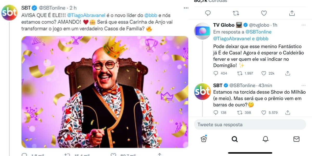 SBT e Globo interagiram por Tiago Abravanel (Foto: Reprodução/Twitter)