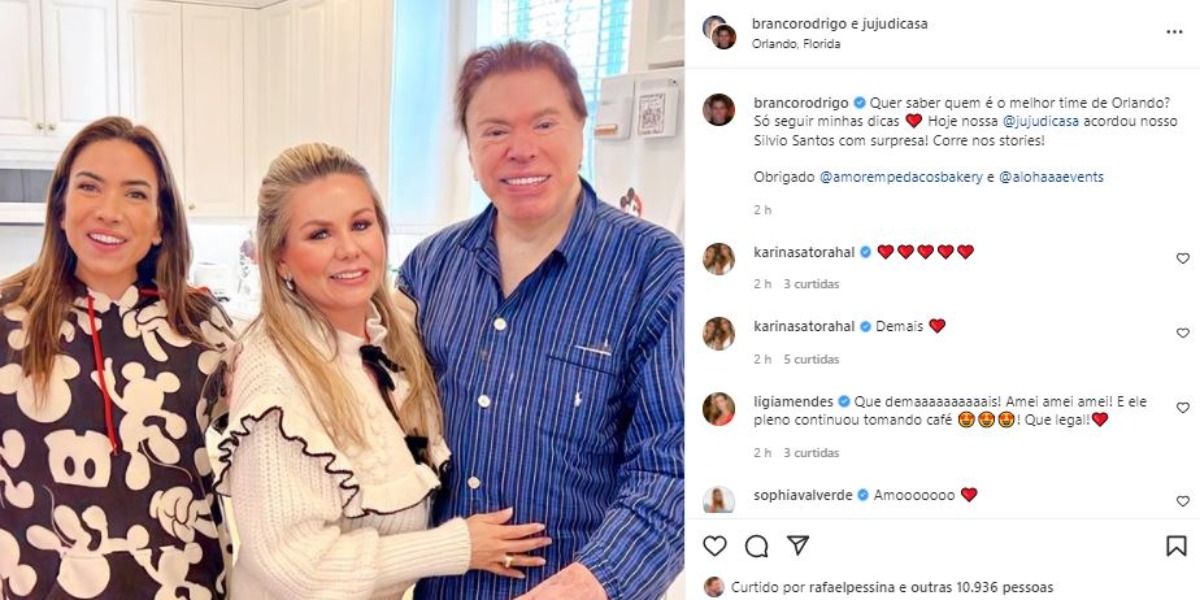 Silvio Santos recebeu uma surpresa ao lado de Patrícia Abravanel (Foto: Reprodução/Instagram)