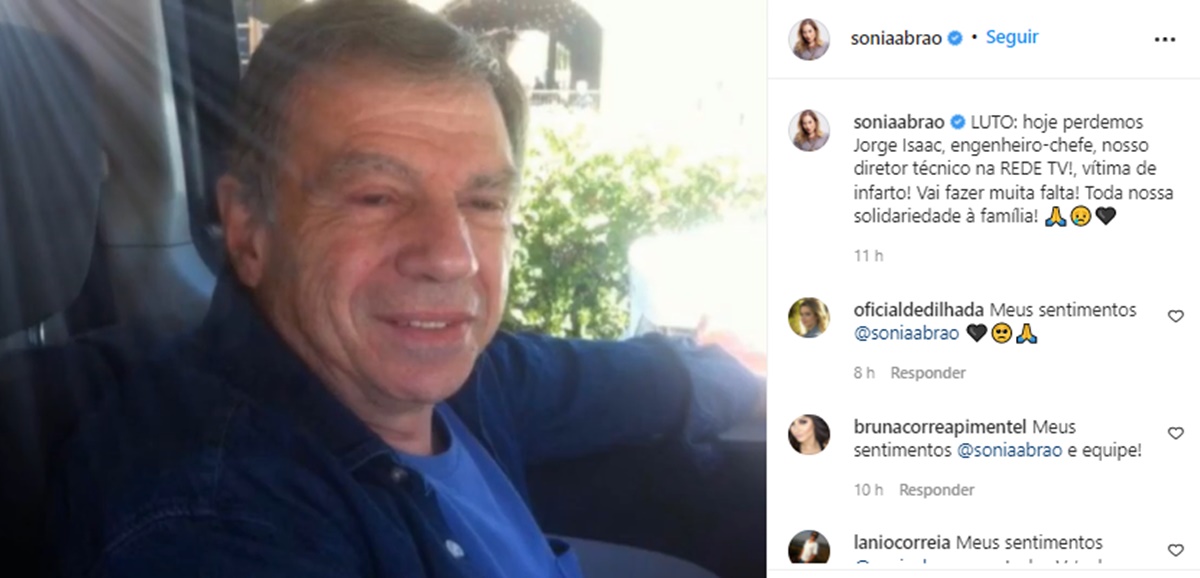 Jorge Issac tem morte anunciada por Sonia Abrão nas redes sociais (Reprodução/ Instagram)