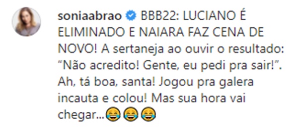 Sonia Abrão dispara comentário na rede social (Reprodução/ Instagram)