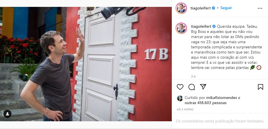 Tiago Leifert manda a real sobre o BBB22 - Foto: Reprodução/Instagram