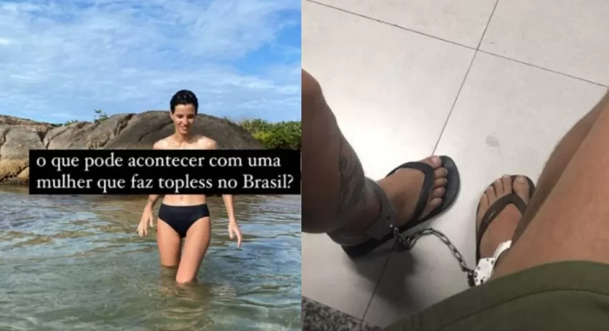 Beatriz Coleho foi detida após fazer topless (Foto: redes sociais) 