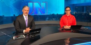 William Bonner e Renata Vasconcellos na bancada do Jornal Nacional (Foto: Reprodução)