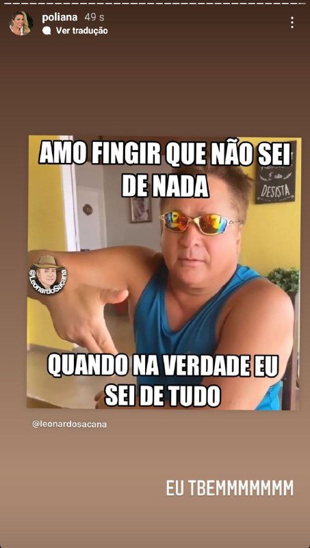 Poliana Rocha compartilhou meme com Leonardo (Foto: Reprodução)