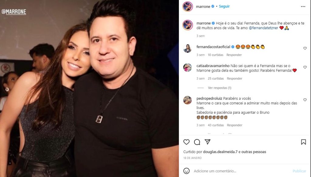 Marrone surgiu ao lado de uma mulher e se declarou - Foto: Reprodução