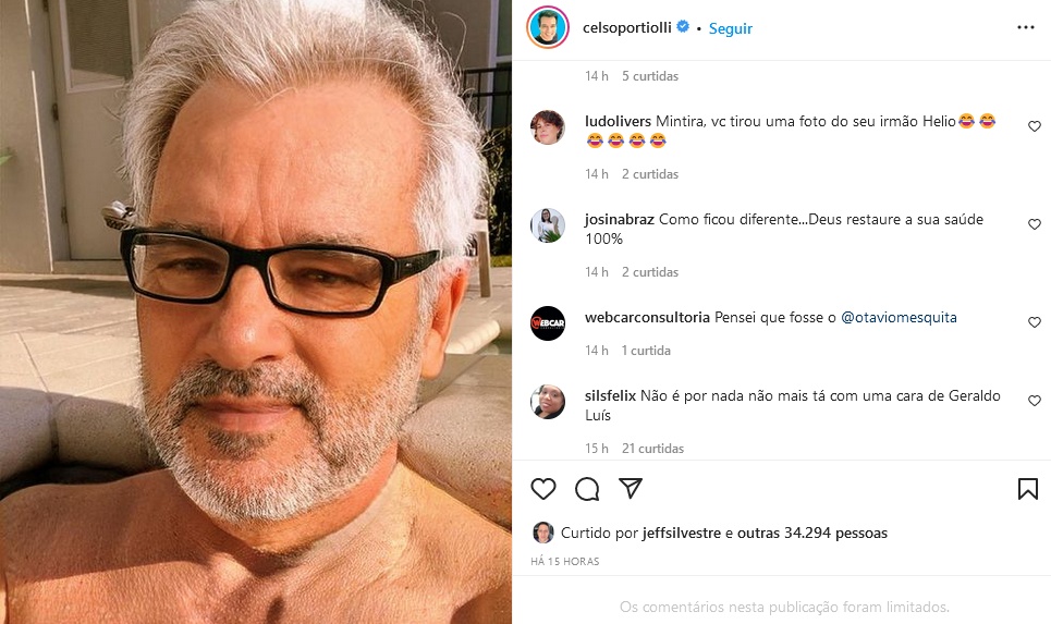 Celso Portiolli exibindo os cabelos brancos (Imagem: Reprodução)