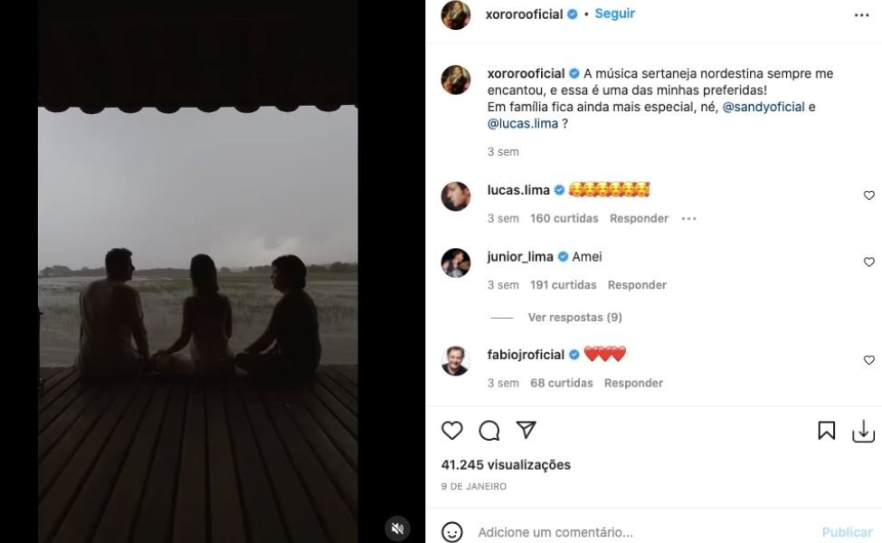 Xororó manda recado para Sandy e Lucas Lima 