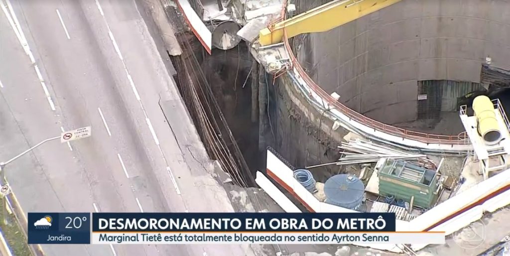 Imagens do desmoronamento foram exibidas na Globo