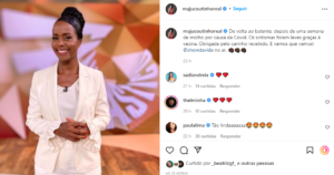 Maju Continho celebra volta ao Fantástico depois de testar positivo para Covid (Foto: Reprodução/Instagram)