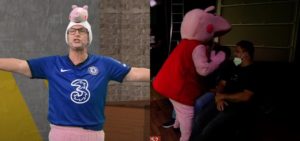 Neto surgiu fantasiado de Peppa Pig na Band- Foto: Montagem-TV Foco