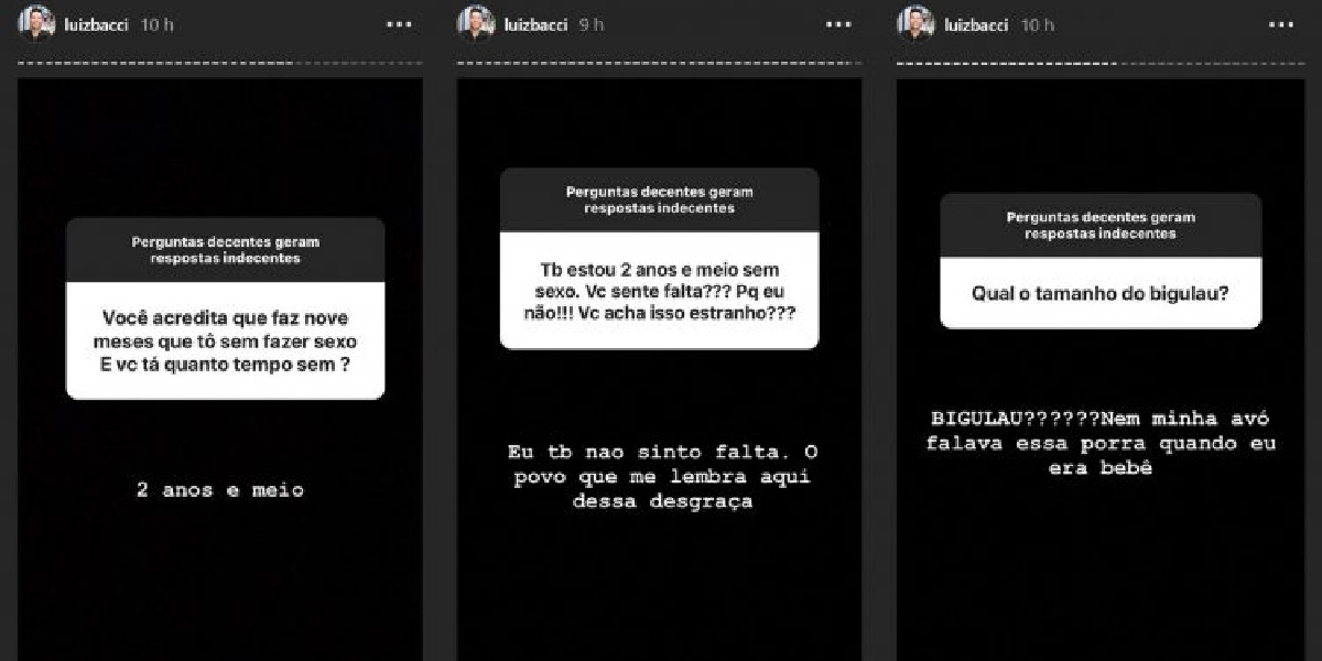 Stories de Luiz Bacci (Foto: Reprodução/ Instagram)