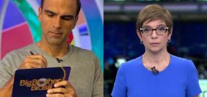 Tadeu Schmidt brincou com o atraso envolvendo Renata Lo Prete na Globo (Montagem-TV Foco)