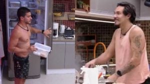 BBB22: Arthur Aguiar provoca Eliezer na cozinha da Xepa (Foto: Reprodução/Montagem)