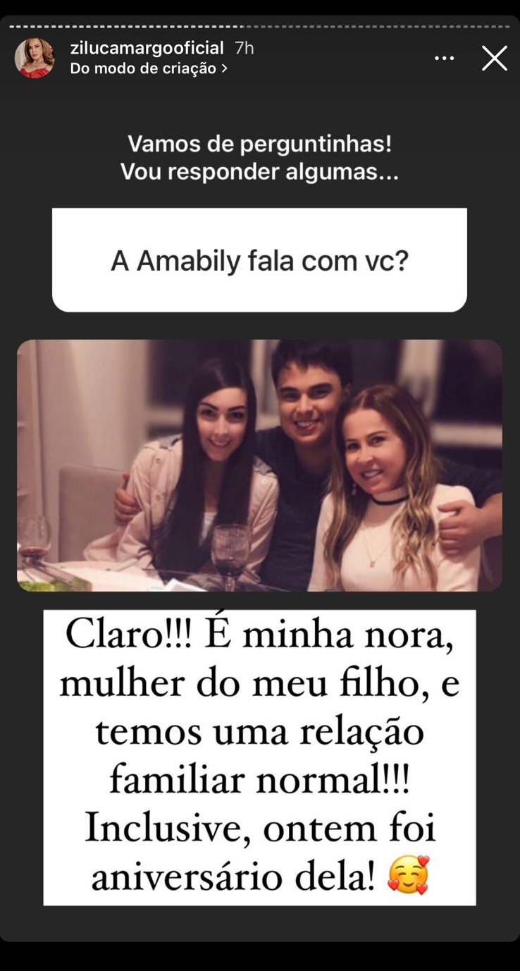 Stories de Zilu Camargo (Foto: Reprodução/ Instagram)