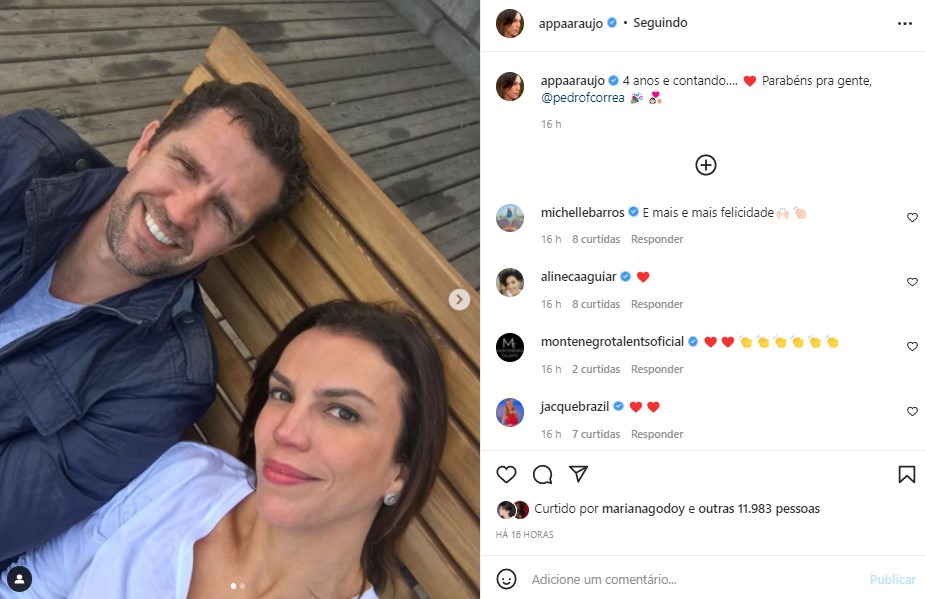 Ana Paula Araújo surgiu ao lado do marido (Foto: Reprodução/ Instagram)