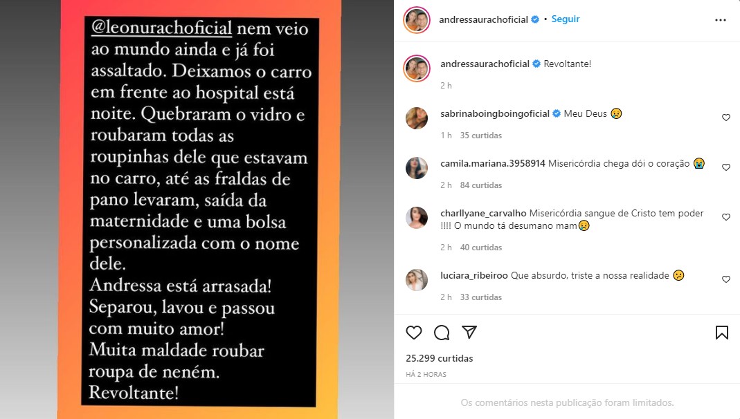 Publicação feita no perfil de Andressa Urach - Foto: Reprodução