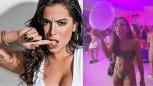 Anitta surge em vídeo com camisinha inflada na mão e depois apaga (Reprodução/ Twitter)