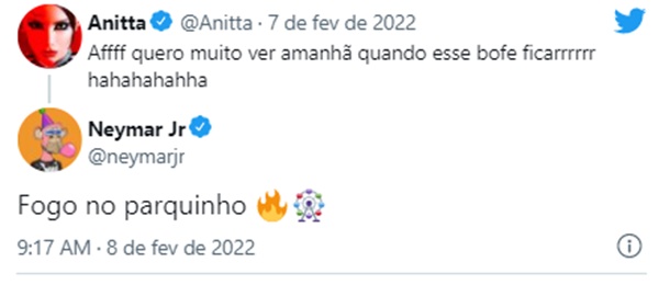 Neymar Jr. responde Anitta e revela favorito (Reprodução/ Twitter)