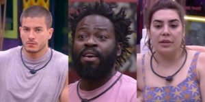 Arthur, Douglas e Naiara estão no paredão do BBB22 (Foto: Reprodução)