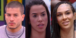 Arthur, Larissa e Linn estão no paredão do BBB22 (Foto: Reprodução)