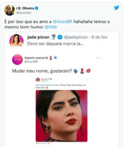 Boninho deu 'aval' para a invertida da Avon na equipe de ADMs de Jade Picon (Foto: Reprodução / Twitter)