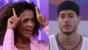 Brunna Gonçalves discorda do jogo de Arthur Aguiar e alerta telespectadores do BBB22 (Montagem/ Reprodução/ Globoplay)