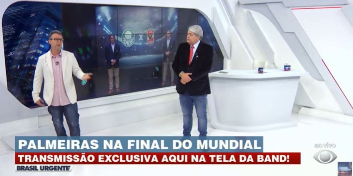 Datena alcançou a liderança com cobertura sobre a vitória do Palmeiras no Mundial (Foto: Reprodução/Band)