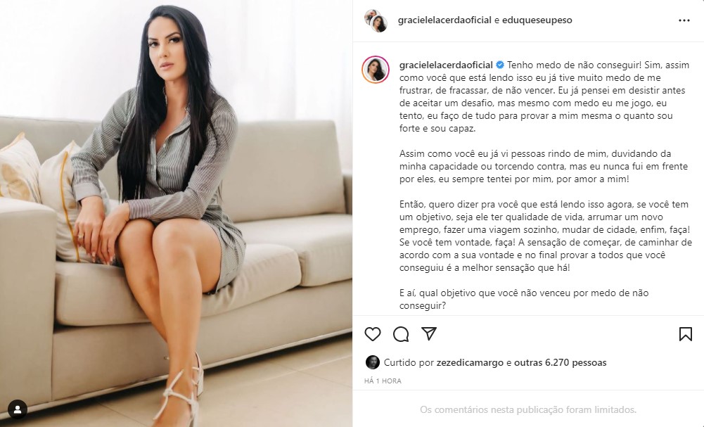 Graciele Lacerda explode em desabafo nas redes sociais - Foto: Reprodução