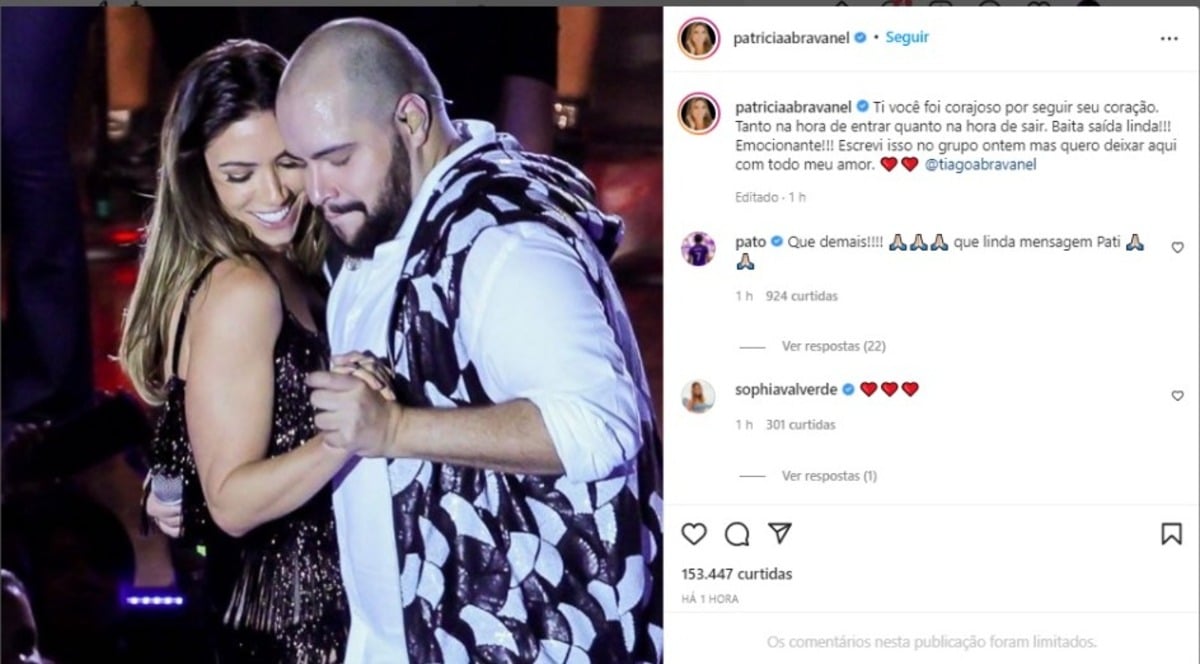 Publicação de Patrícia Abravanel após a desistência de Tiago Abravanel do BBB22 (Foto: Reprodução/Instagram)