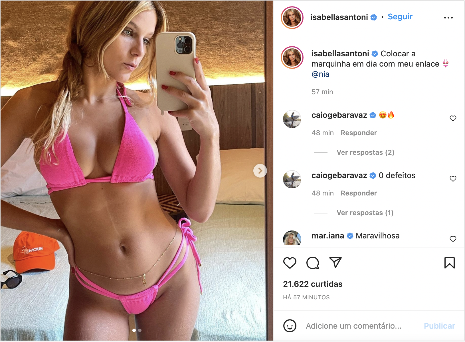 Isabella Santoni em post no Instagram (Foto: Reprodução) 