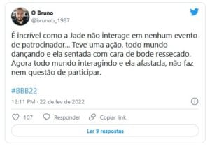 Internautas detonaram atitude de Jade Picon com as patrocinadoras do BBB22 (Foto: Reprodução / Twitter) 