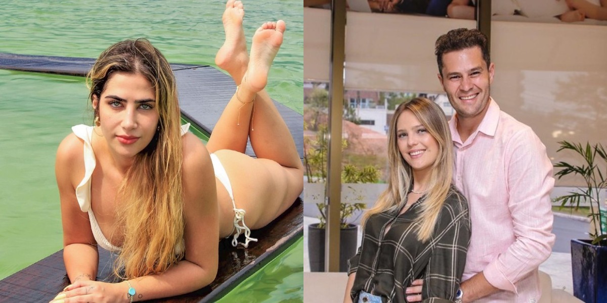 Jéssica Costa, filha de Leonardo e Thais Gebelein, ao lado do marido Pedro Leonardo 