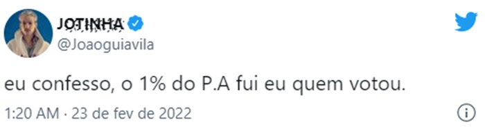 Jotinha faz deboche no microblog (Reprodução/ Twitter)