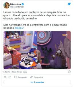 Larissa causou comoção na web ao encarar botão de desistência (Foto: Reprodução / Twitter)