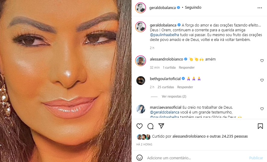 Geraldo Luís falou sobre o estado de saúde de Paulinha Abelha (Foto: Reprodução/ Instagram)